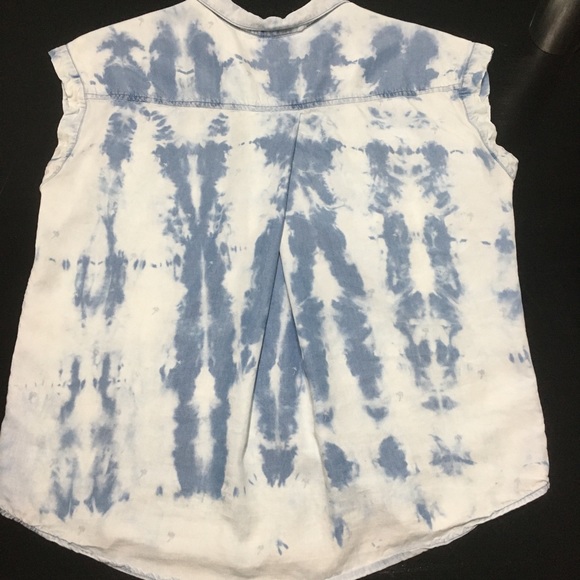 Summer Chambray denim button up unique tie dye - Picture 8 of 10